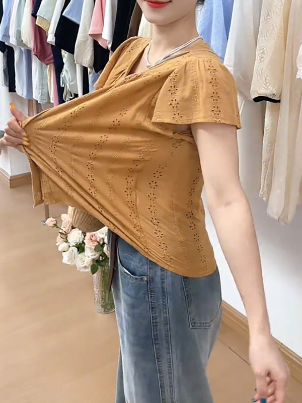 Böyük ölçülü qadınlar üçün fransız üslubunda, içi boş, gənc qısaqol köynək, 2026-cı il yayı, böyük ölçülü qadınlar üçün geniş, arıqladıcı və gözəl köynək.