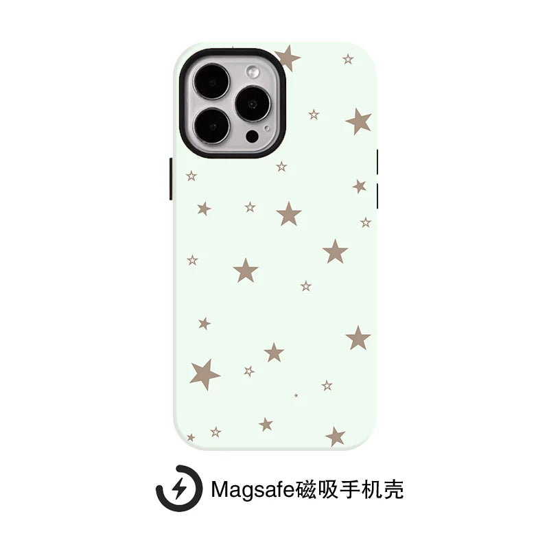 Nanə yaşıl beşguşəli ulduz Apple 17promax cib telefonu qutusu iphone16pro filmi maqnit tutucu fərdiləşdirilmiş Huawei P80 Xiaomi 15 niş vivo düşməyə qarşı qoruyucu qabıq oppo ziddiyyətli rəng