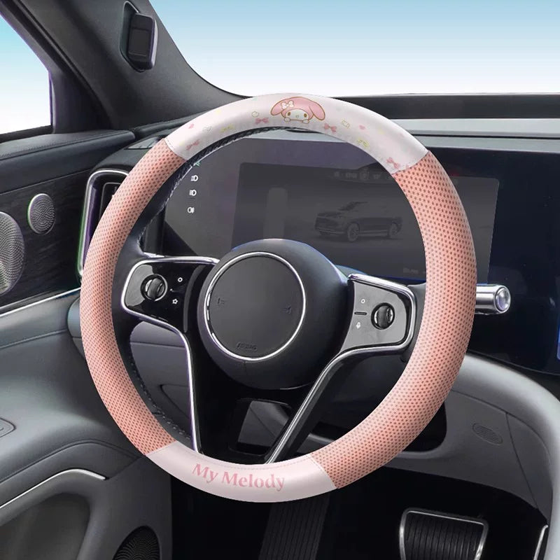 My Melody Steering Wheel 2026 New Style, All Seasons, Cute D Shaped Car Gear Cover for Audi, Mercedes-Benz, BMW