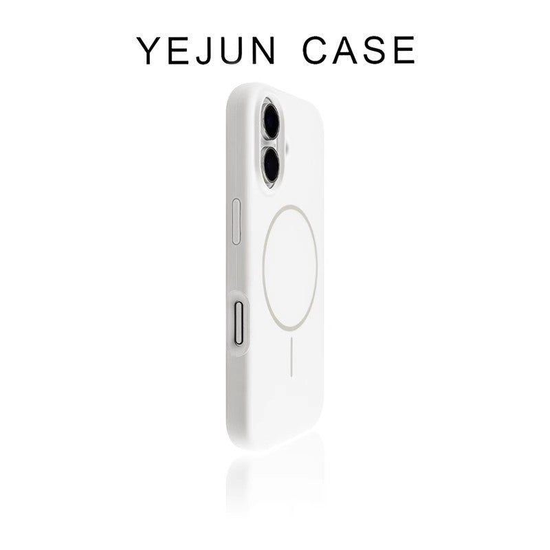 Yejun iphone16/16pro mobil telefon qutusu üçün uyğundur 17 ağ maye maqnit Apple 16promax incə dairə böyük dəlik 15pro dəri hissi 14 yüksək səviyyəli hiss 13 düşməyə qarşı 12 silikon 16plus