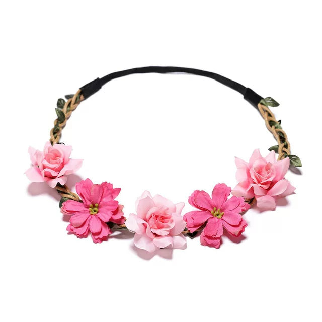 1 Piece Women Charming Floral Tiara Wedding Floral Headband Hairband A