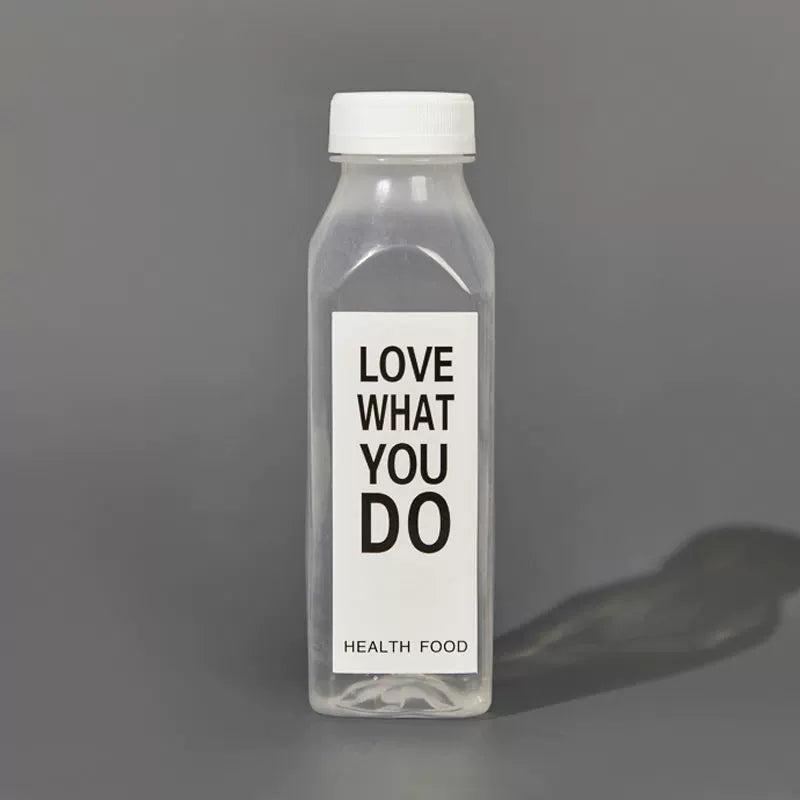 Qalınlaşmış 350ml 400ml kvadrat birdəfəlik şəffaf plastik şüşə suyu südlü çay internet məşhur ferment içki şüşəsi qapaqlı