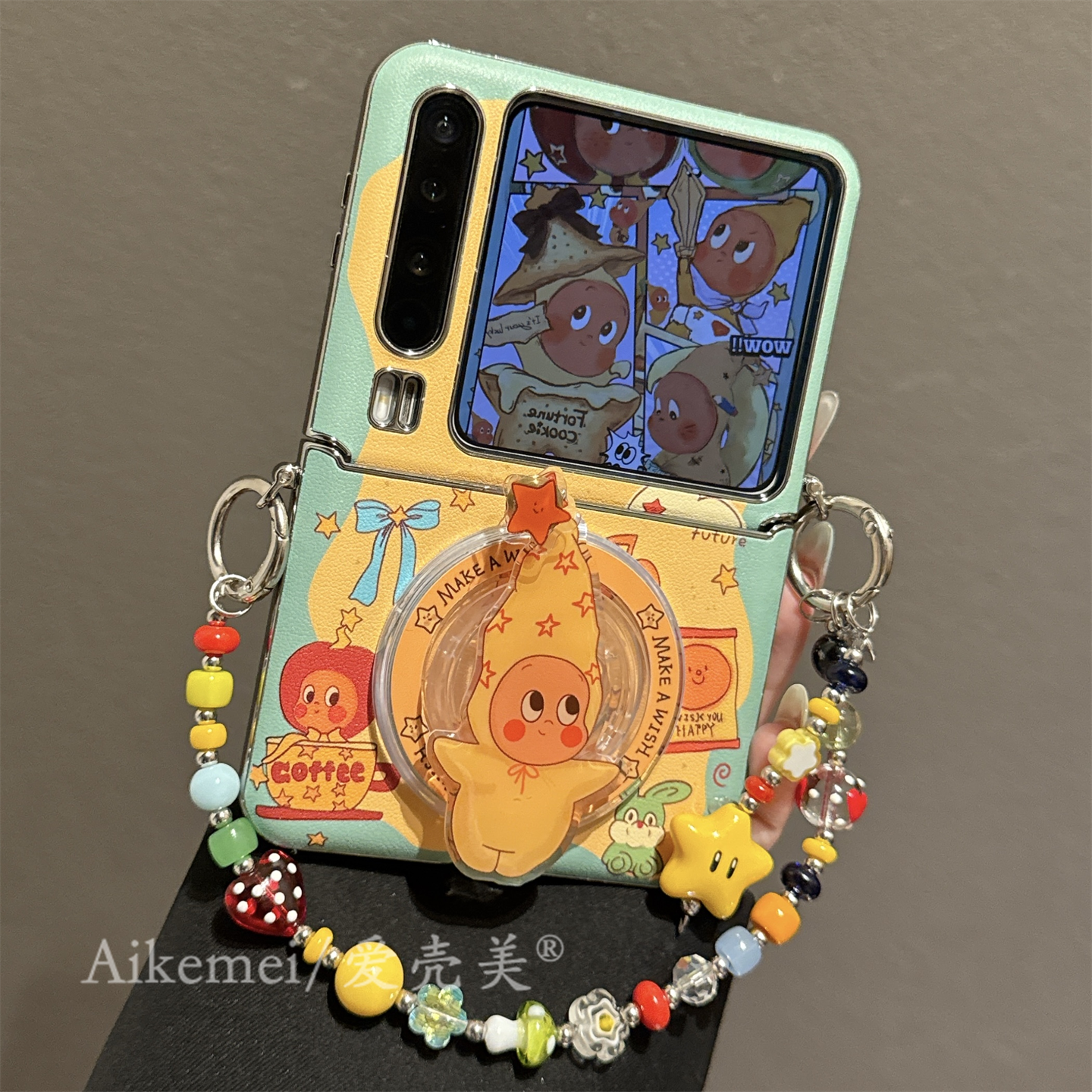 Huawei purax qatlanan ekran cib telefonu qabı pocket2 üçün uyğundur sevimli cizgi filmi kənar ulduz oğlan maqnit braketi Xiaomi MIXFlip2 zəncir lenti Samsung Zflip765 mil qoruyucu qadın modeli