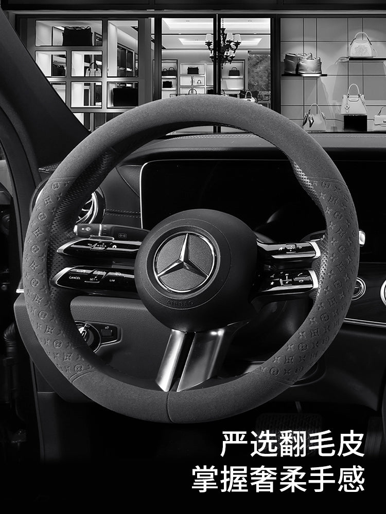 Sükan örtüyü, bütün mövsüm üçün, zamşa, sürüşməyən, təri udmayan, qoruyucu örtük, qadın, yüksək səviyyəli, ultra nazik, qış avtomobil sükan örtüyü