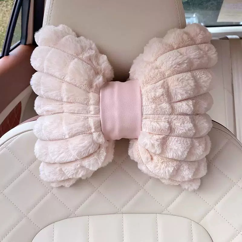 Soft warm lumbar support car seat cushion for winter, universal car interior back seat cover, non-slip car mat for women.