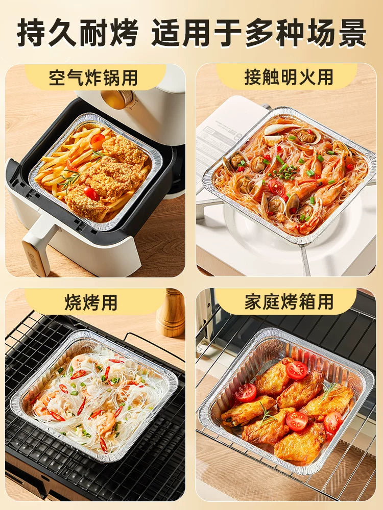 Cuidahuang hava fritöz xüsusi qalay folqa boşqab kvadrat çörək qabı qalay folqa qutusu elektrik sobası məişət alüminium folqa qalay folqa qabı