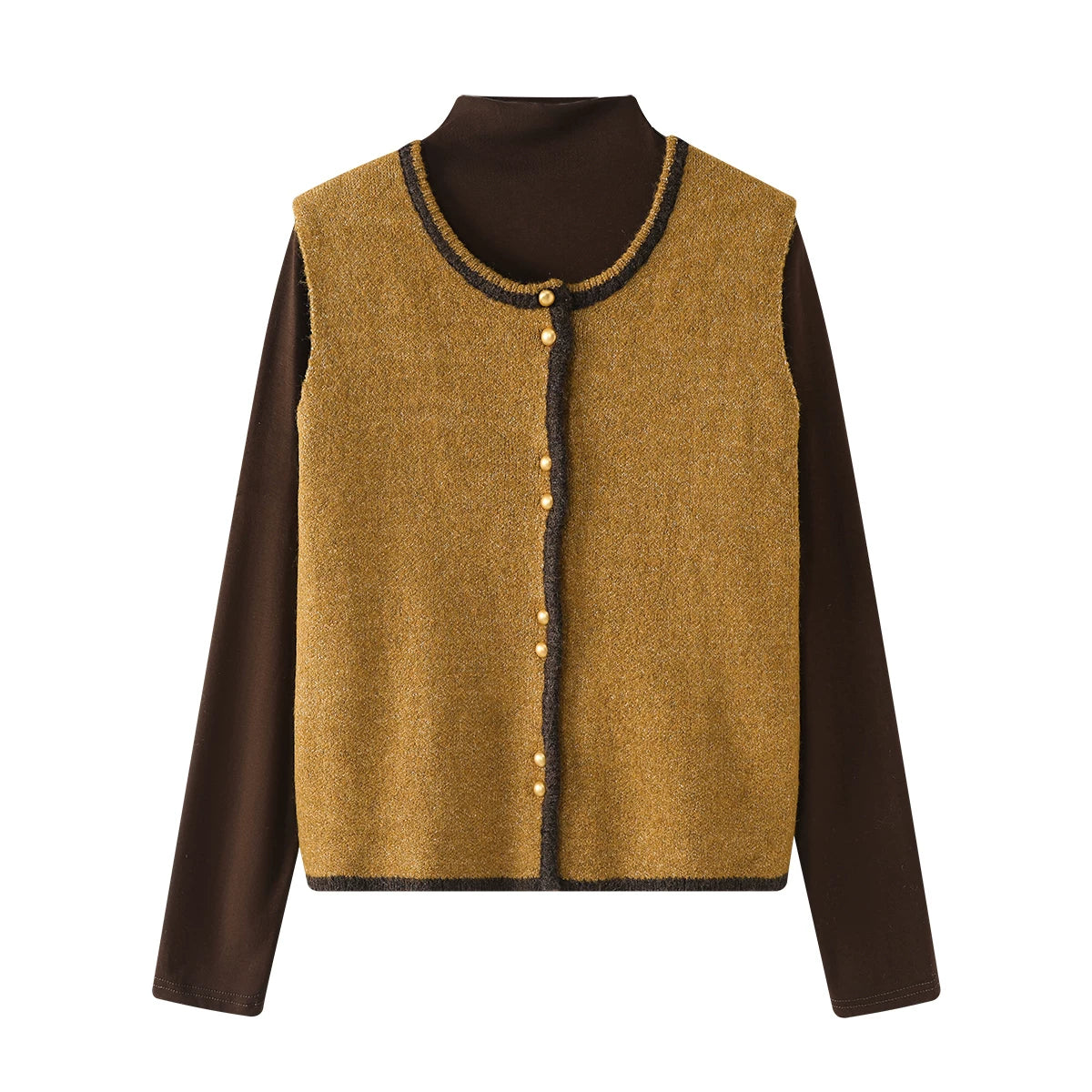 Cholisa Koreya üslubunda zərif iki hissəli qadınlar üçün dəst, jilet, alt qatlı toxunma uzunqol top, payız/qış