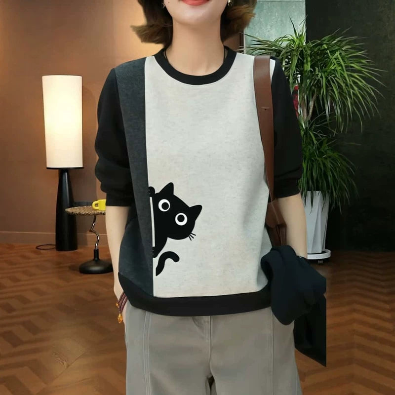 Qadın üçün boş, dairəvi yaxalı uzunqol sviter, yeni 2026-cı ilin yaz dəbi, böyük ölçüdə, dəbli, şık, çoxfunksiyalı və yüksək keyfiyyətli top.