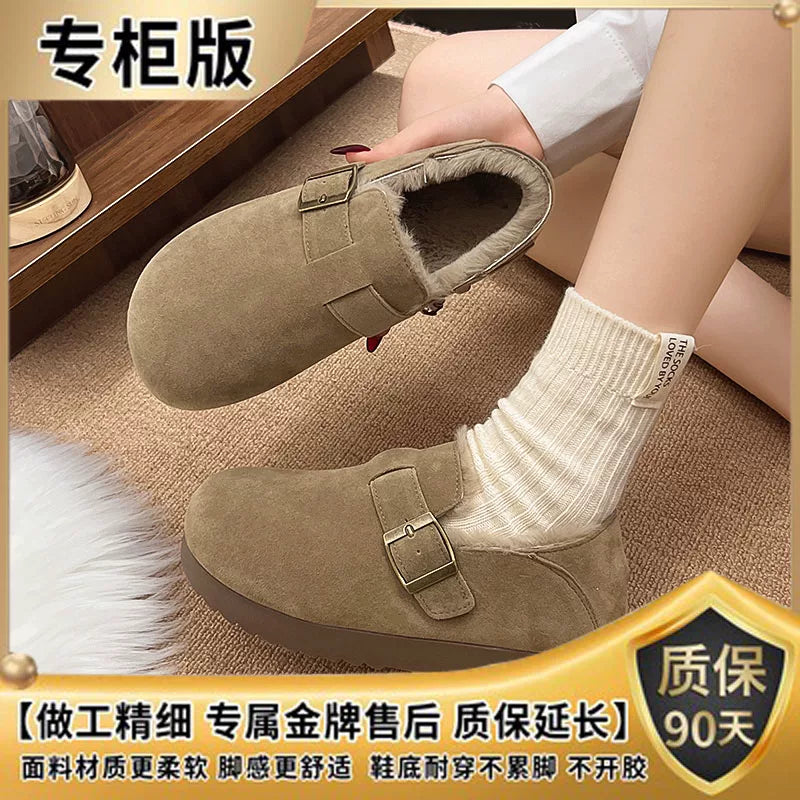 Ən çox satılan Birkenstock qadın ayaqqabıları, 2025 payız/qış yeni model, flis astarlı, isti, sürüşən, mokasinlər.