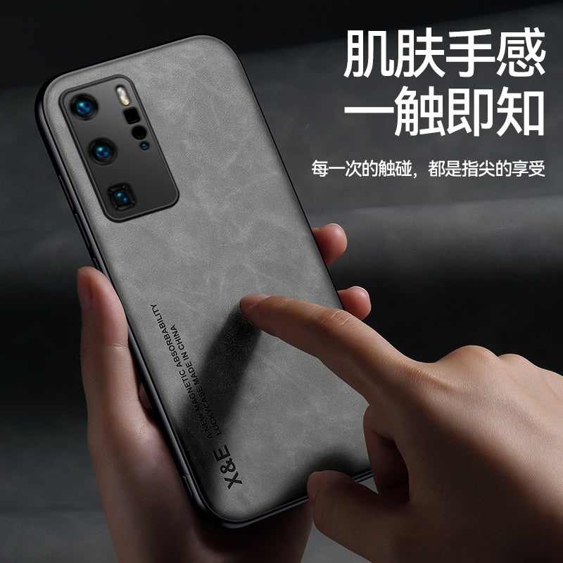 Huawei p40 mobil telefon qutusu p40pro üçün uyğundur ultra nazik silikon düşməyə qarşı yüksək səviyyəli həqiqi dəri kişi p4o+ quzu dərisi maqnit qoruyucu örtük yüksək səviyyəli por lens hər şey daxil yumşaq qabıq kişi və qadınlar üçün yeni model