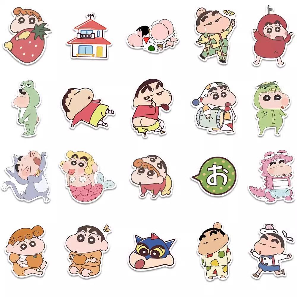 100 hədiyyə qutusu Crayon Shin-chan stikerləri ins üslublu cizgi filmi sevimli dekorativ əl hesabı diy cib telefonu qutusu stikerləri