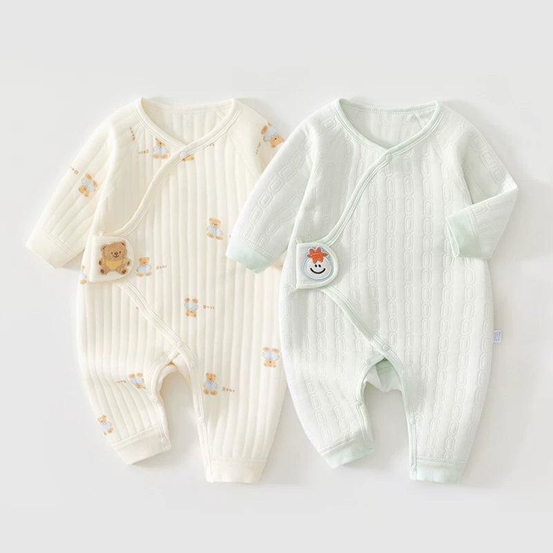 2 hissəli yeni doğulmuş körpə geyimləri dəsti, payız və qış bodiləri, təmiz pambıqdan isti və qalınlaşdırılmış körpə pijamaları, qış kombinezonları