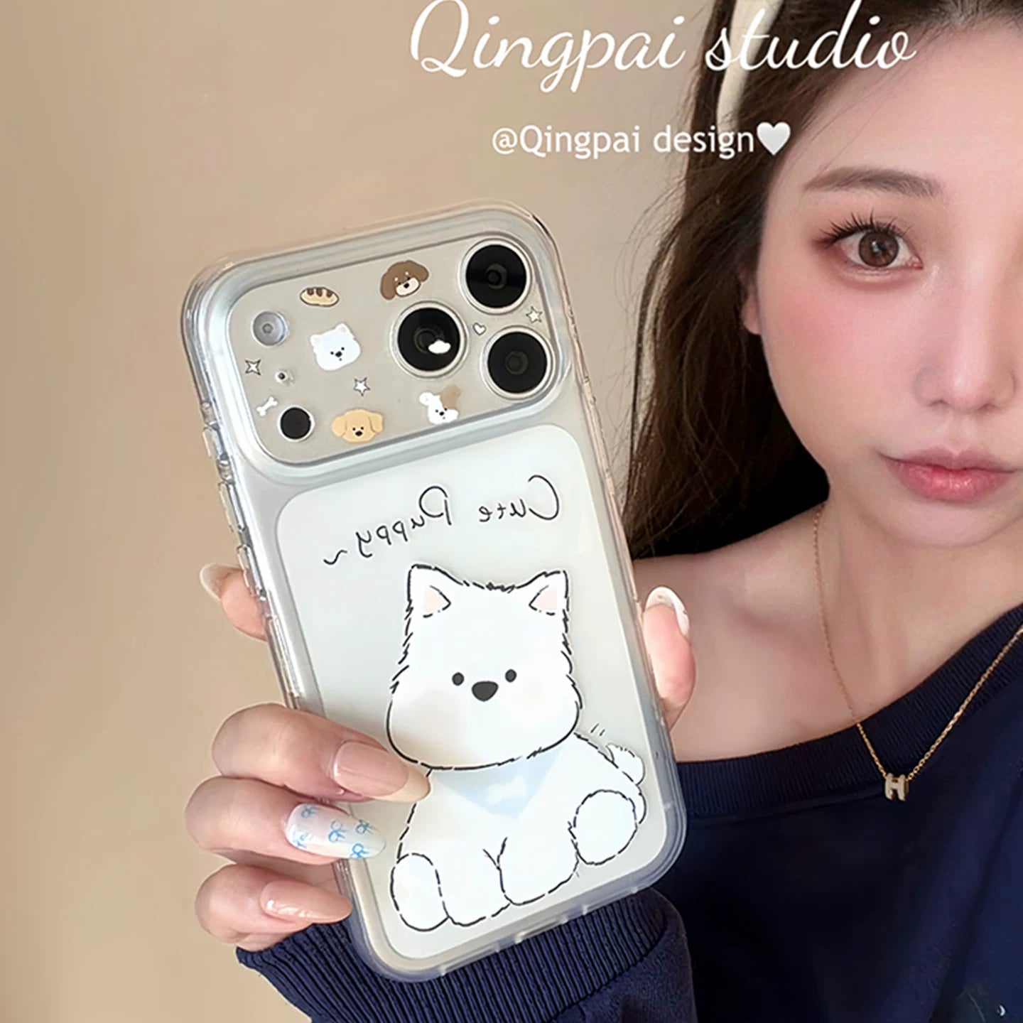 Yüngül şəffaf sevimli cizgi filmi West Highland balası Apple 17promax mobil telefon qutusu iphone16pro yeni 15promax qadın 17pro ikiqat qabıq 15pro hər şey daxil sərt qabıq üçün uyğundur