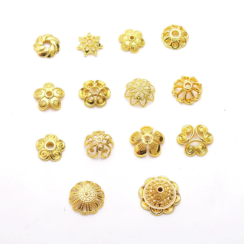 4/5/6/7/8MM çiçək qabının qapağı, muncuq boşluqları, zərgərlik aksesuarları, 18K mis örtüklü rəng qoruyan müxtəlif