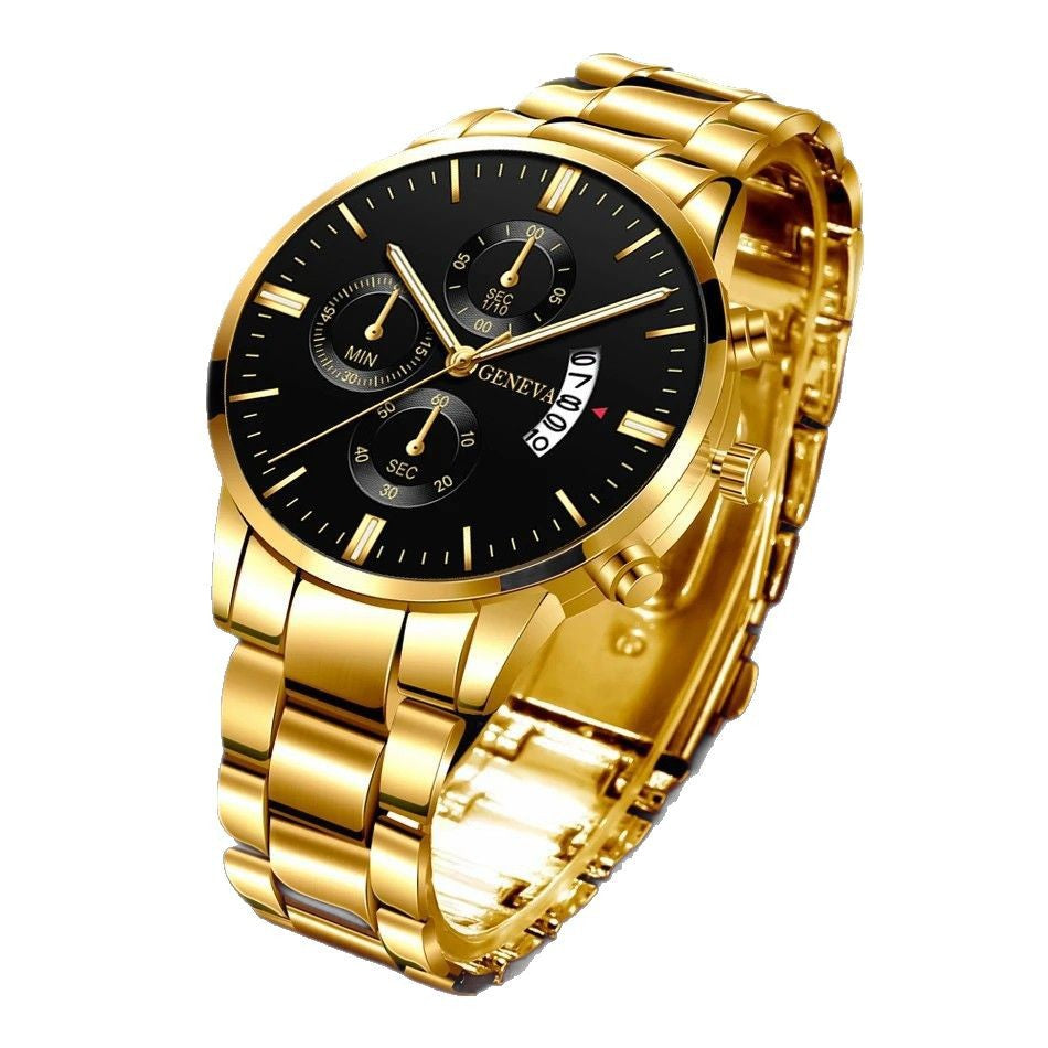 2025 Yeni Moda Kişi Saatı, Paslanmayan Polad Qayışlı, Üç Gözlü Dizaynlı, Biznes Çoxfunksiyalı Qol Saatı