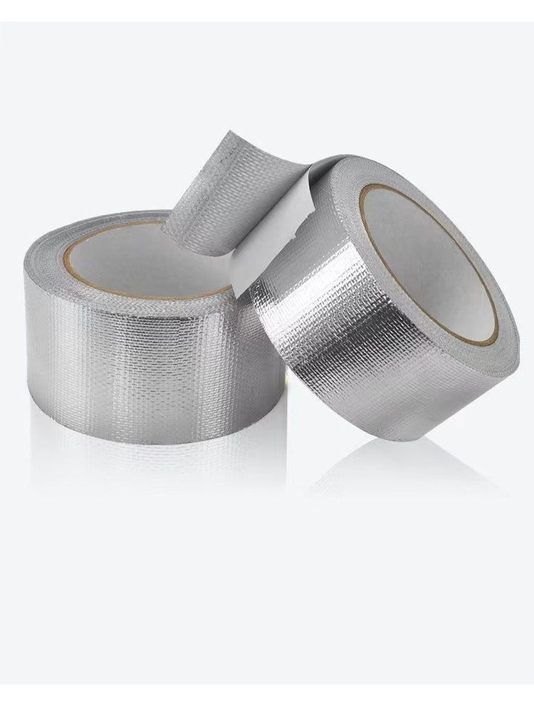 Öz-özünə yapışan alüminium folqa fiberglas parça tape ev dam izolyasiyası günəşdən qorunma alüminium folqa kağızı odadavamlı film yansıtıcı yüksək temperatur alüminium folqa parça