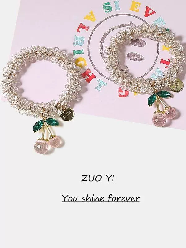 Koreya rhinestone rəngli kristal bilərzik ikili məqsədli saç bağı saç ipi ən yaxşı saç ipi albalı rezin bant at quyruğu başlığı qadınlar üçün