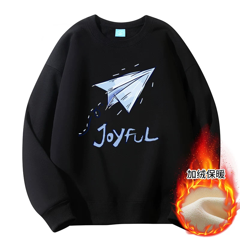 GLM Kişi və Qadınlar üçün Yun Astarlı Dəyirmi Yaxalı Sviter, Payız/Qış İstiliyi, Ağır Çəkili Stil, Amerika Boş Forması, Dəbli Brend Əsas Qat, Kişi Geyimləri