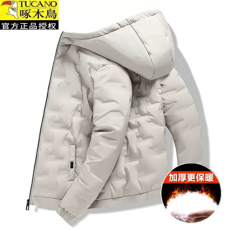 Woodpecker Kişilər üçün Aşağı Gödəkçə, Qış Şort Modeli, 2025 Yeni Gündəlik Pambıq Yastıqlı Gödəkçə, Başlıqlı, Çoxfunksiyalı, Qalın Pambıq Yastıqlı Palto, Dəbli