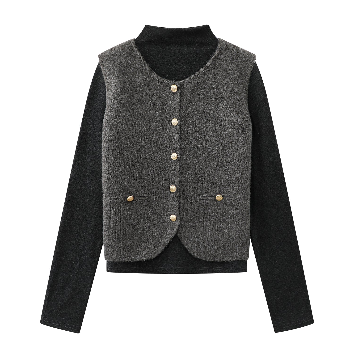 Qadınlar üçün Chorlisa Chanel üslubunda toxunmuş hırka jilet, payız və qış fransız üslubunda sviter, kamzol, laylı zərif jilet palto