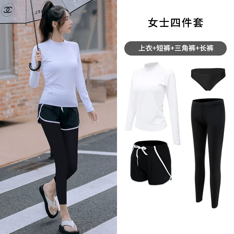 Koreya split wetsuit tez quruyan fermuar günəş kremi meduza kostyumu kişi və qadınlar üçün uzunqol çimərlik kostyumu cüt dəsti