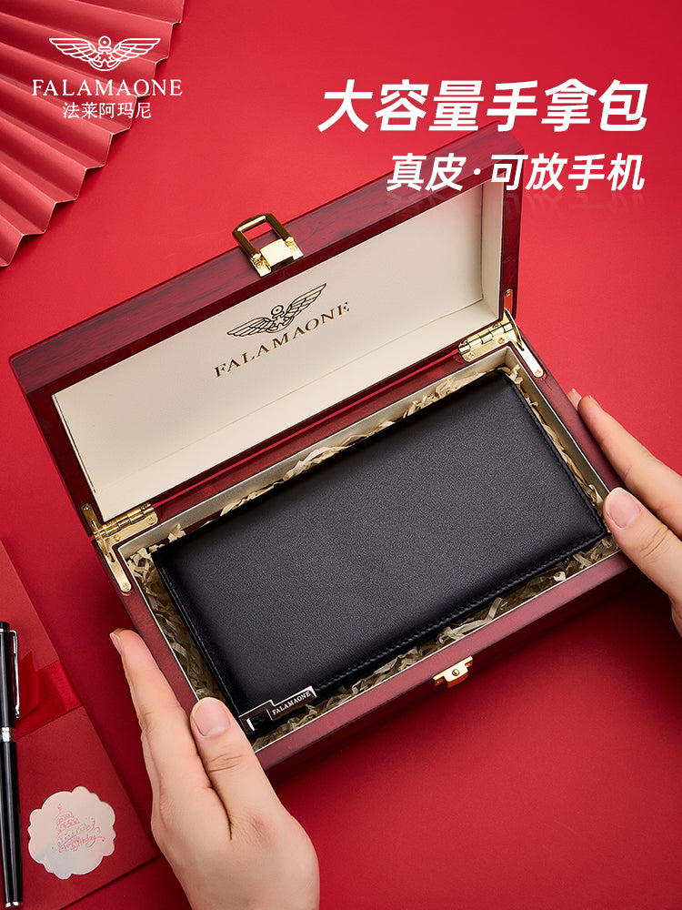 Fala Armani Kişi Uzun Dəri Cüzdan, 2025 Yeni Stil, Yüksək Səviyyəli Hədiyyə Qutusu, Sevgiliniz üçün Mükəmməl Hədiyyə, Çanta/Cüzdan