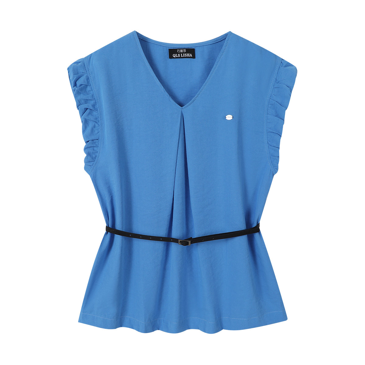 Chola Lisa-nın dəbli Klein mavi köynəyi, nazik və diqqət çəkən yay geyimi, özünəməxsus və gözəl qolsuz top.