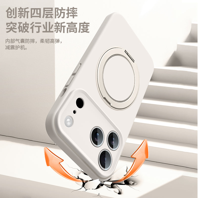 【360° Fırlanan Stend】Apple iPhone 17 Pro Max və iPhone 16 Pro üçün uyğundur, maye silikon korpuslu, yeni stil, sadə, bütöv rəng, cüt stil, yumşaq və hamar, düşməyə davamlı qoruyucu korpus.