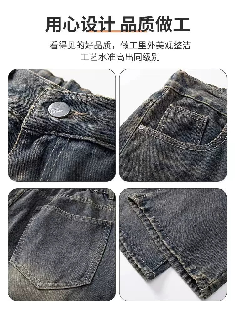WASSUP TIGER bootcut kişi yaz və payız Amerika vibe retro düz təsadüfi alovlu şalvar