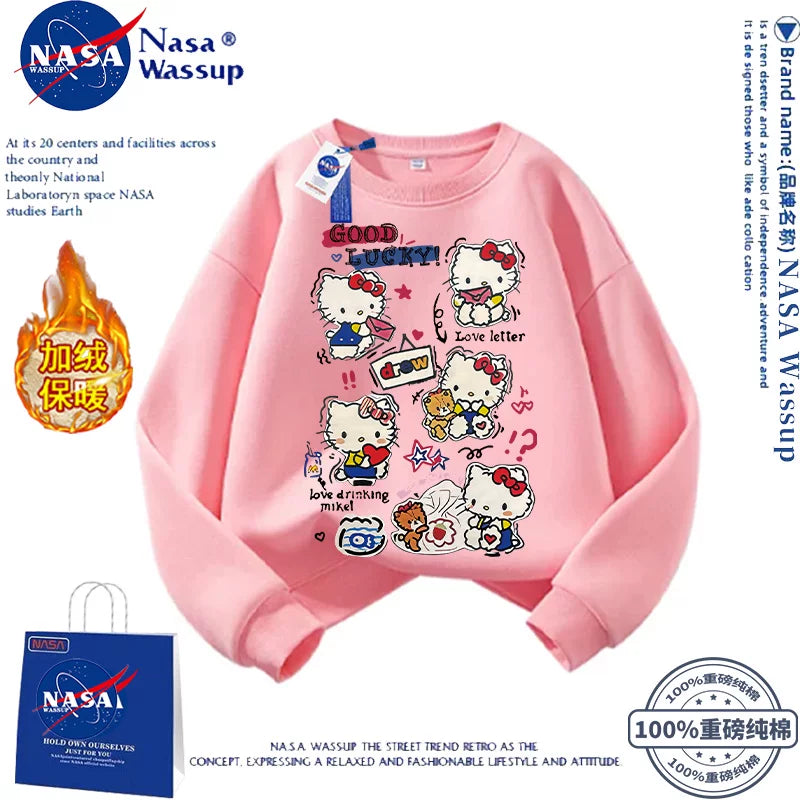 NASA Şirin Cizgi Filmi Pişik Pişik Sviteri Qızlar üçün, Yeni Yaz/Payız/Qış Stilində, Çoxfunksiyalı Boş Oturacaqlı, Ana-Qız Geyimi