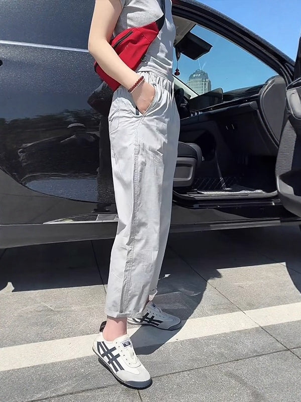 Böyük Ölçülü Qadın Yayı 2026 Yeni Gündəlik Hərəm Yerkökü Şalvarı Arıqladıcı Çox yönlü Elastik Yüksək Belli Boş Kəsik Şalvar