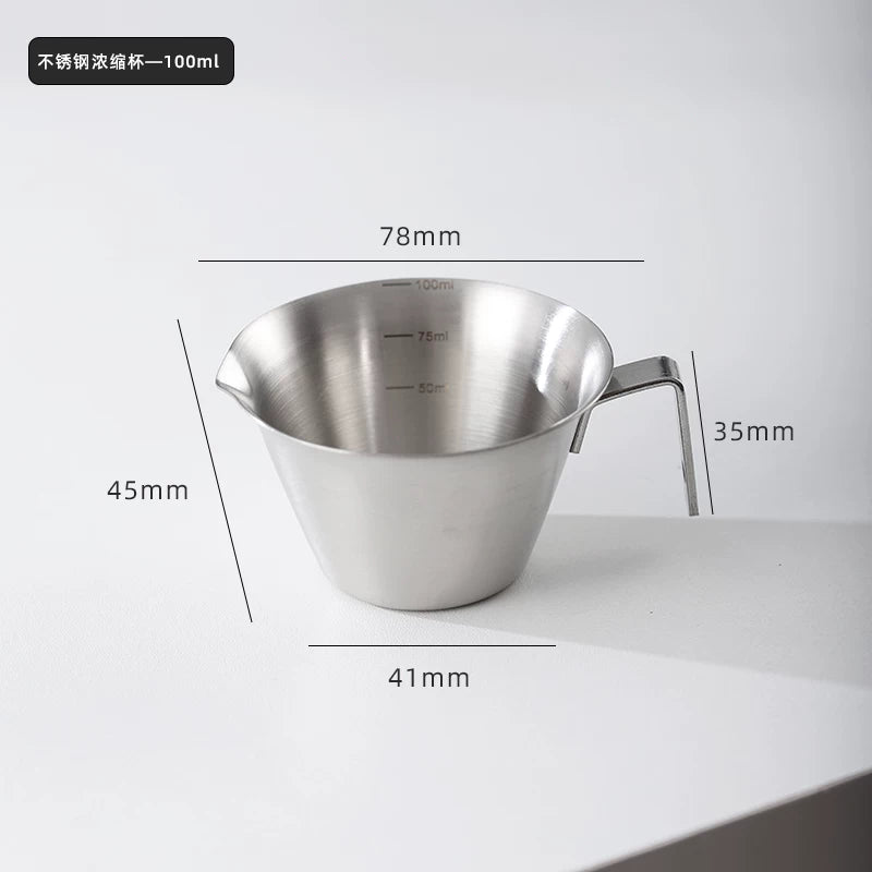 Paslanmayan poladdan espresso fincanı qəhvə maşını İtalyan unsiya stəkanı espresso ekstraktı miqyaslı 100ml ölçmə fincanı