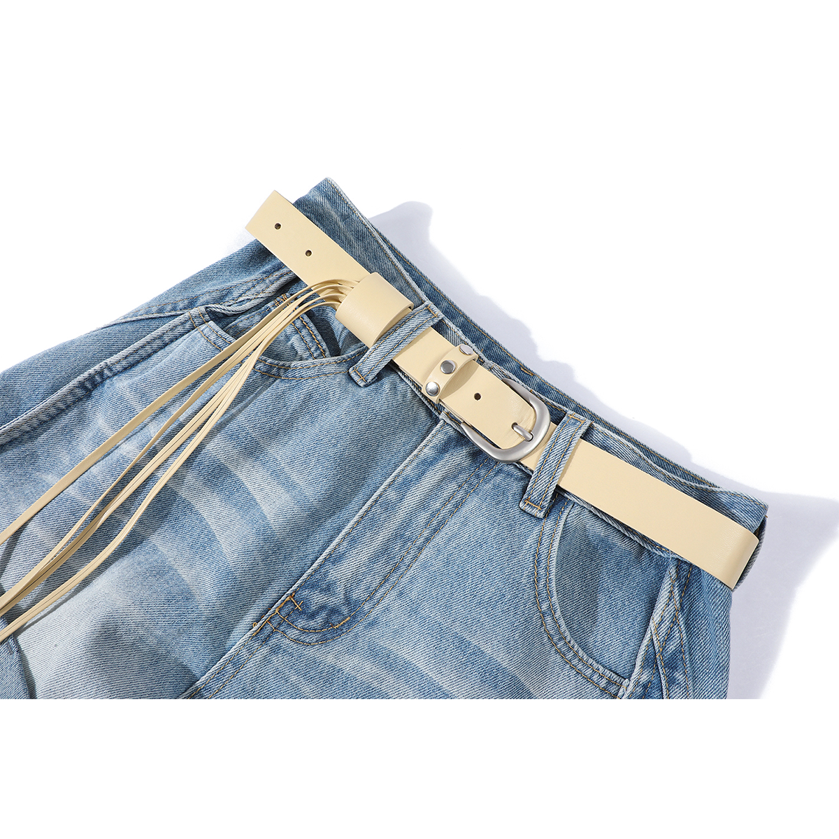 Chalisa-nın qadınlar üçün dəbli, arıqladıcı, yüksək belli retro düz ayaqlı cins şalvarı, yeni yay stili, geniş ayaqlı gündəlik şortlar.