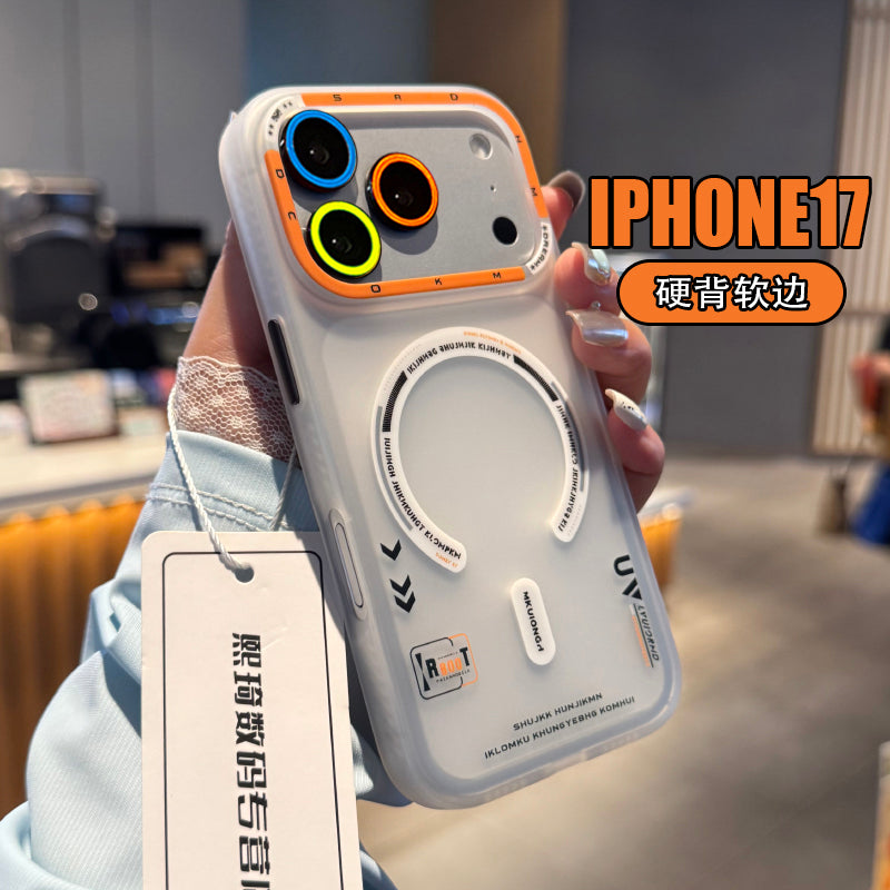 Apple 17 mobil telefon qutusu üçün uyğun çanta düyməsi maqnit udma yeni iphone16promax qoruyucu qutu qabaqcıl narıncı 14PM cib telefonu qutusu kreativ 15pro qoruyucu kişi gözəl görünüşlü şəffaf 13 qutu
