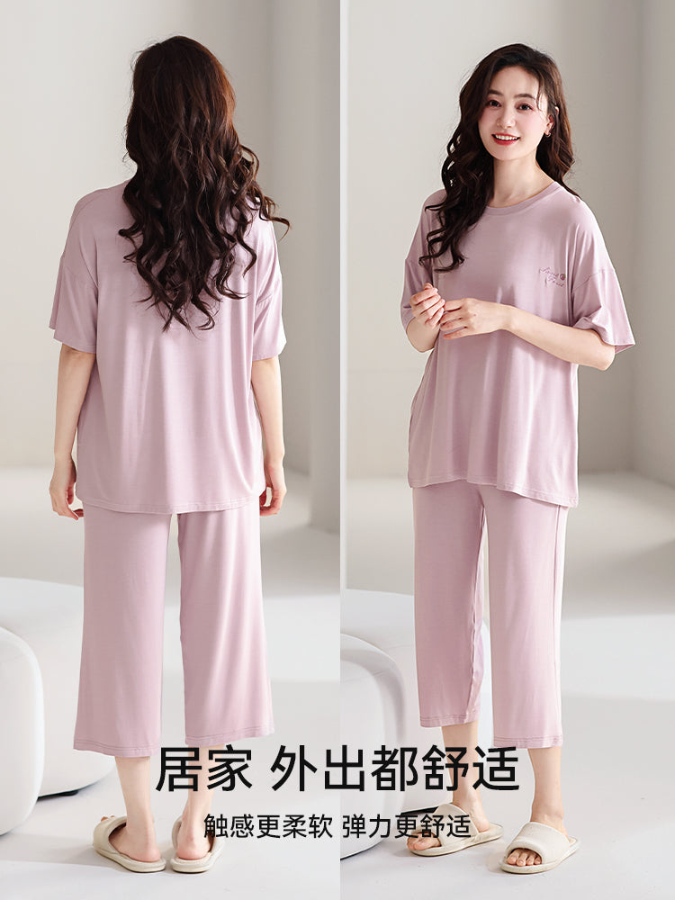 Qadınlar üçün Catman buz ipək pijama 2026 yeni yay modal qısaqol, sinə yastiqciqları ilə ev paltarı dəsti xaricində geyinilə bilər