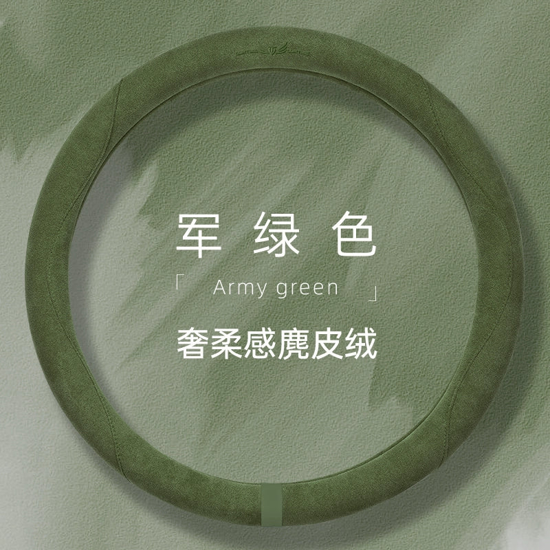 Zamşa avtomobil sükan örtüyü qış sürüşməyən tər uducu qoruyucu örtük xanımlar üçün dəbli tutacaq örtüyü Bütün il boyu neytral