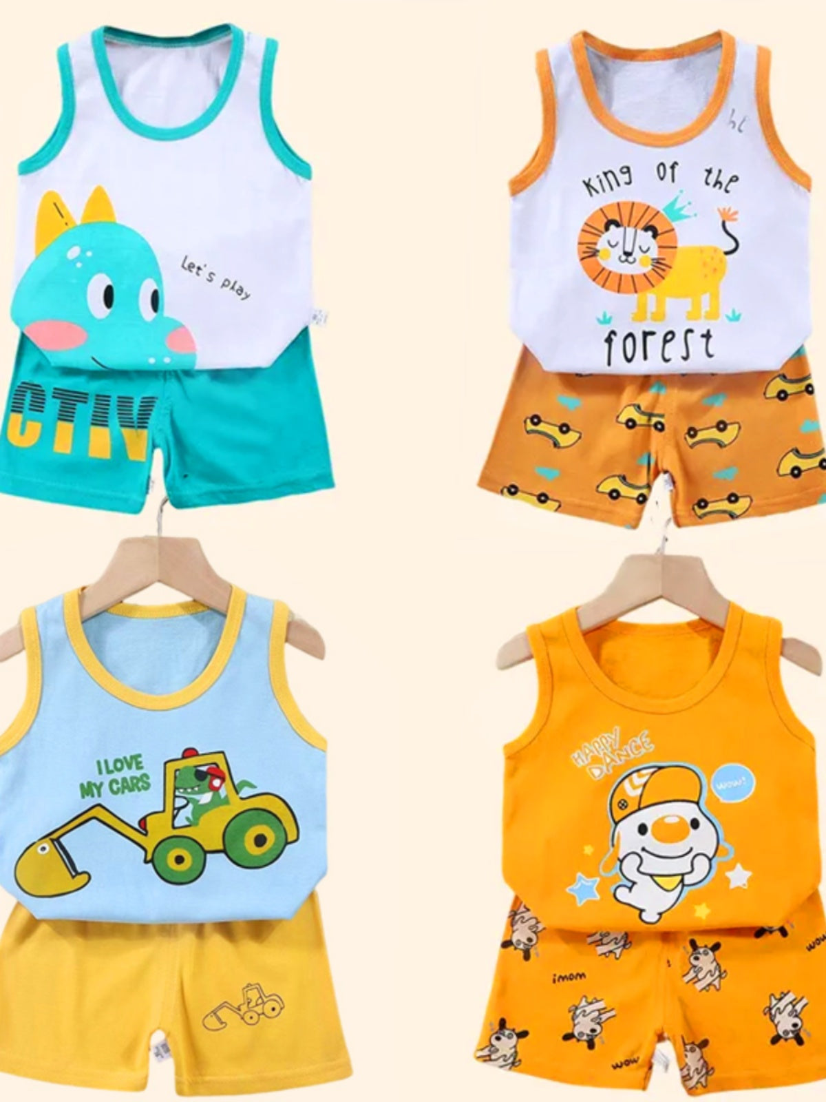 2PCS Uşaq Geyim Jilet Kostyum Uşaq Dəstləri Summer Cott