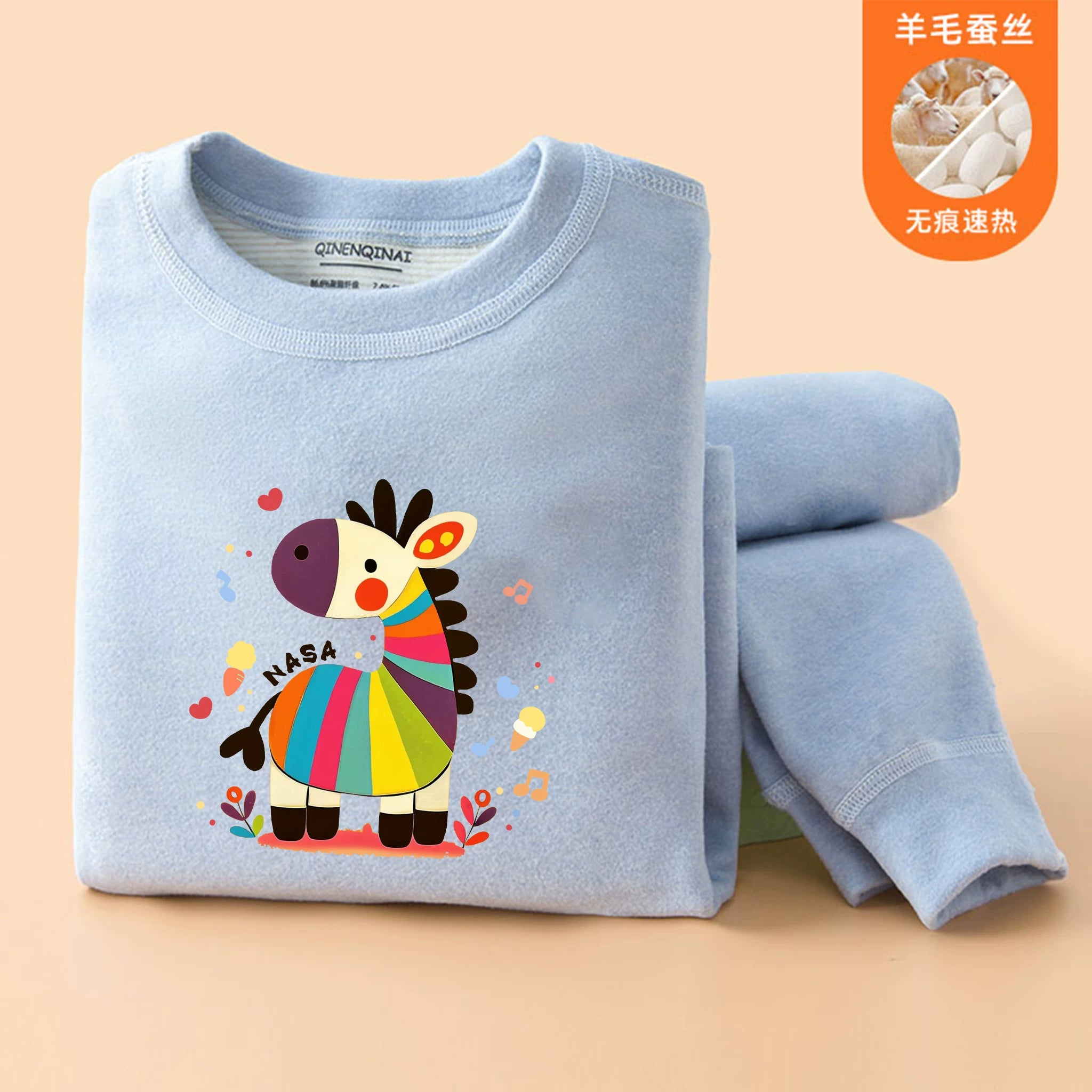 Uşaq termal alt paltarları dəsti, qırmızı, oğlanlar və qızlar üçün, 2026 At ili, ev geyimi, pijama.