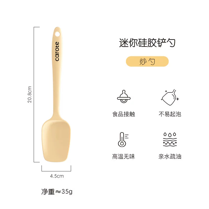 Yerkökü silikon spatula kiçik qida əlavəsi mini spatula yüksək temperatura davamlı qida dərəcəli qaşıq spatula mətbəx qabı dəsti
