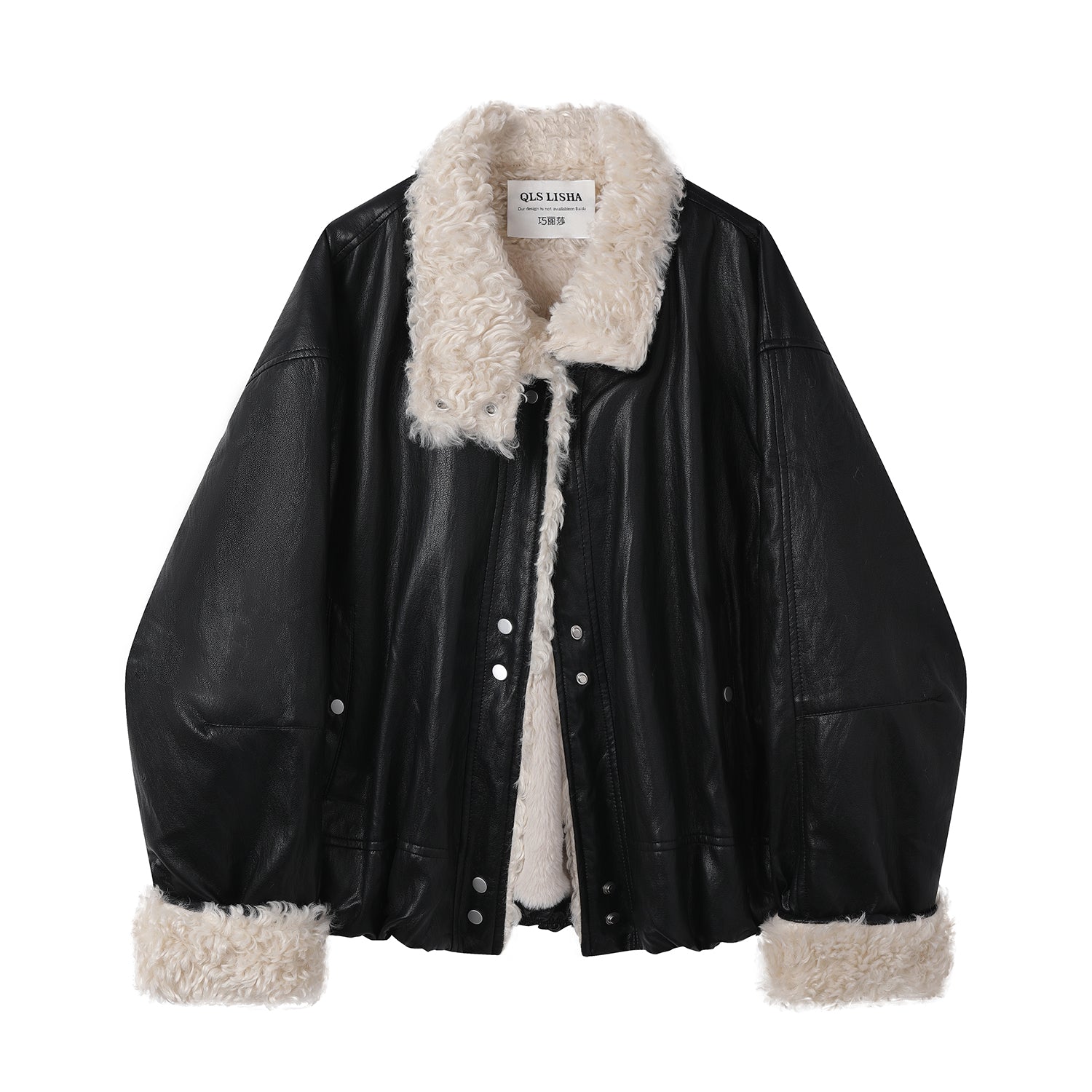 Cholisa Lambswool Yaxa Dəri Gödəkçə, Qalınlaşdırılmış Yun Astarlı Palto, Qadınlar üçün 2026 Yeni Qış Amerika Motosiklet Gödəkçəsi