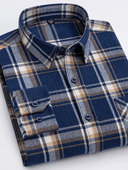 Paul 100% Pambıq Kişilər üçün Fırçalanmış Uzunqol Köynək, Gənc və Orta Yaşlı Kişilər üçün Gündəlik Pambıq Dama-dama Köynək, Böyük Ölçülü Kişi Geyimləri