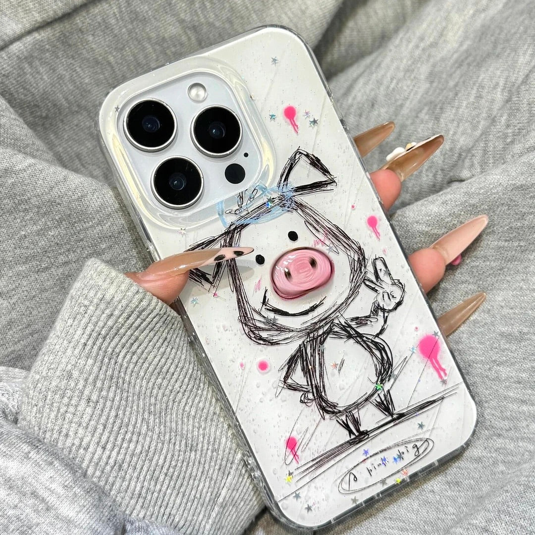 Sevimli Biye piggy Apple 16 promax mobil telefon qutusu iphone17 one plus 1314 qırmızı düyü k80 supreme darı 15 glory 3009080 qoruyucu örtük 50 Huawei mate706040