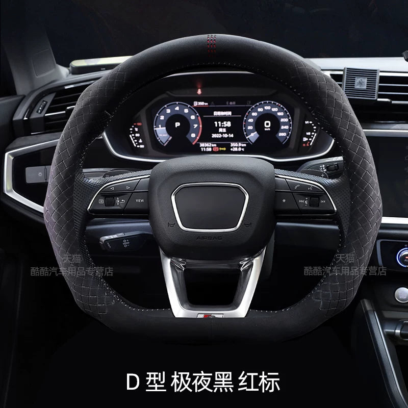 Suitable for Lynk &amp; Co 01, 03, 05, 06 ultra thin and 02 Hatchback genuine leather suede steering wheel covers for all seasons.