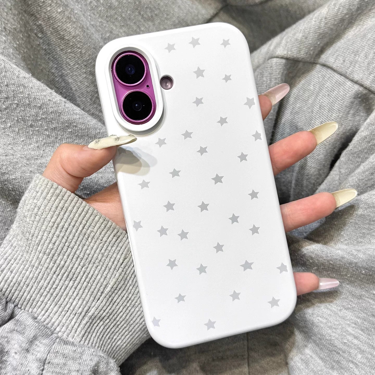 Sadə üslubda şaxtalı maye silikon tam ekranlı boz ulduzlar iphone17promax apple 14 cib telefonu qutusu 15 yeni 16pro qadın 13 qızlı ürək 17Air hər şey daxil, düşməyə qarşı örtük