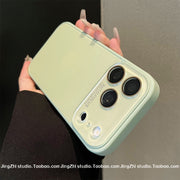 [Yay buzuna bənzər soyuducu şüşə qabıq] Apple 17promax mobil telefon qutusu üçün uyğun nanə yaşılı yeni iPhone15 sadə 16promax lens hər şey daxil maye 14 düşməyə qarşı 13/12