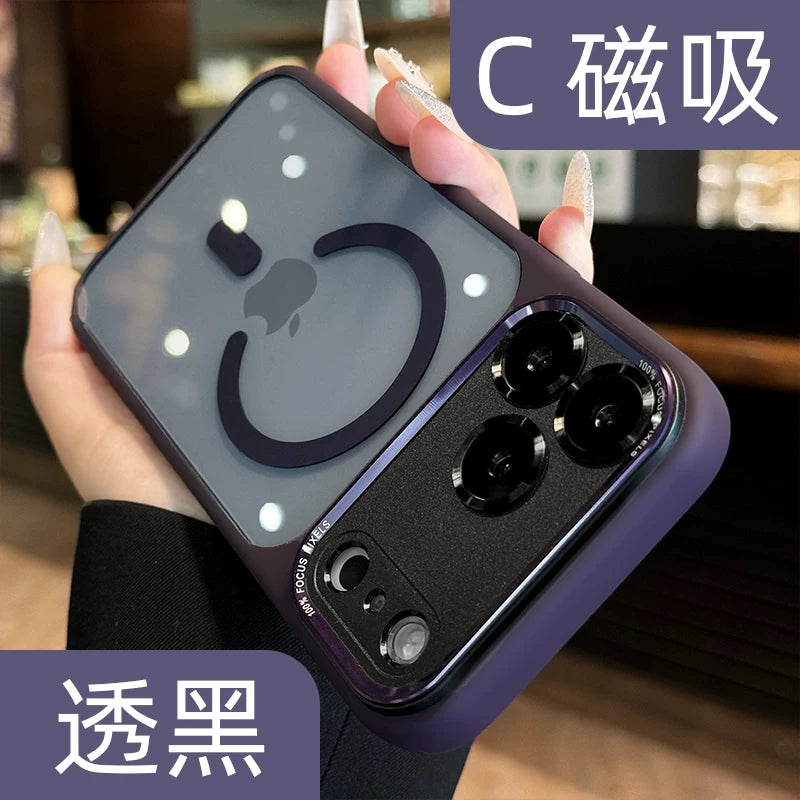 Qabaqcıl şəffaf qara yeni 17 mobil telefon qutusu ip apple 17promax maqnit iphone16pro metal lens 15plus hər şey daxil 14p düşməyə qarşı 13 unikal və yaraşıqlı 12 qadın modeli 11 sadə