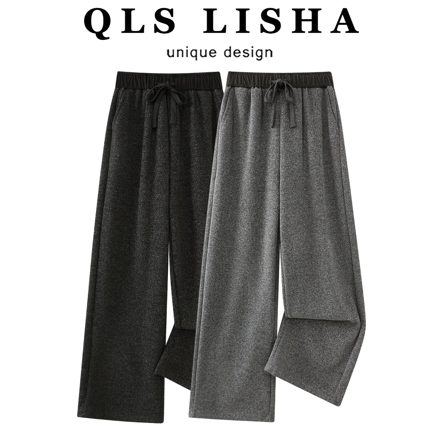 Cholisa Boz Yun Geniş Ayaqlı Şalvar Qadınlar üçün 2025 Payız/Qış Yeni Model Yüksək Belli Boş Düz Ayaqlı Şalvar Gündəlik Əyri Şalvar