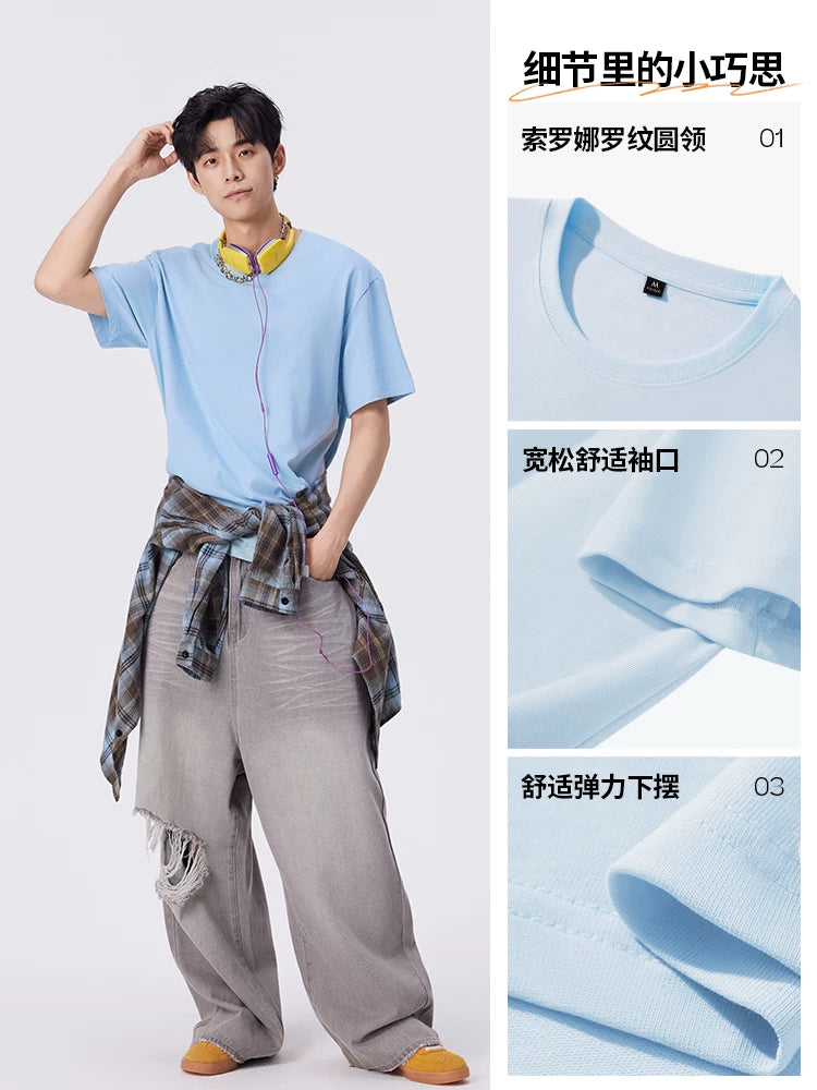 Jeanswest LIFE ağır çəkili qısaqol kişi köynəyi yay Amerika gəncləri kişi yarımqol xalis pambıq top M