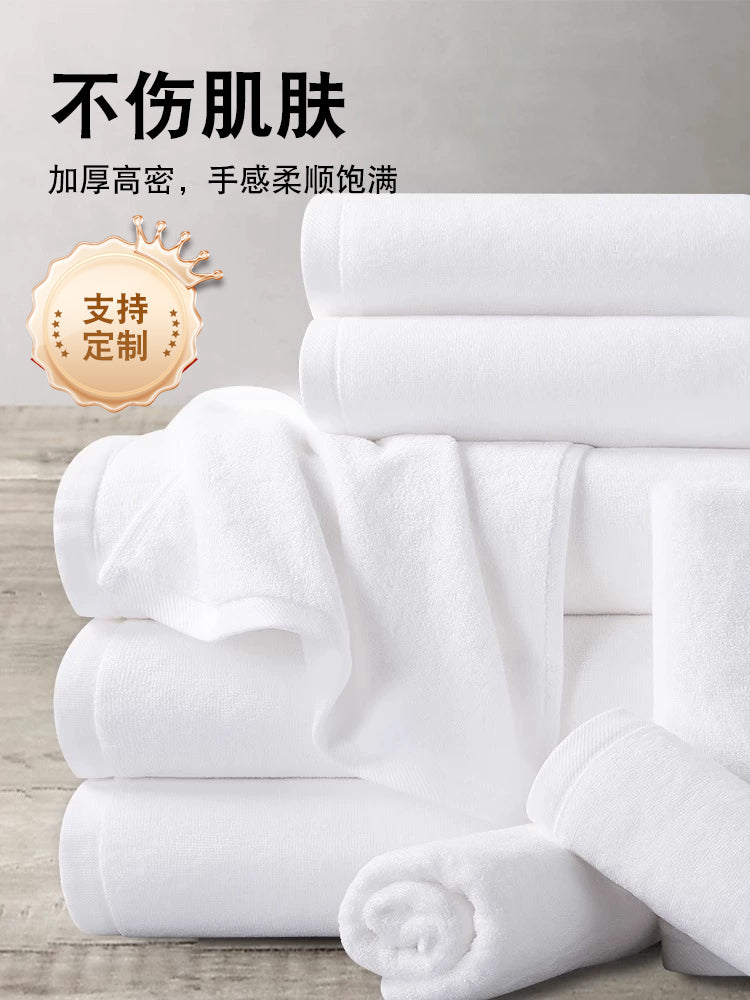 Otel təmiz pambıq ağ hamam dəsmalı B&B xüsusi yumşaq gözəllik salonu pambıq böyüklər üçün qalınlaşdırılmış böyük dəsmal suyu özünə çəkir
