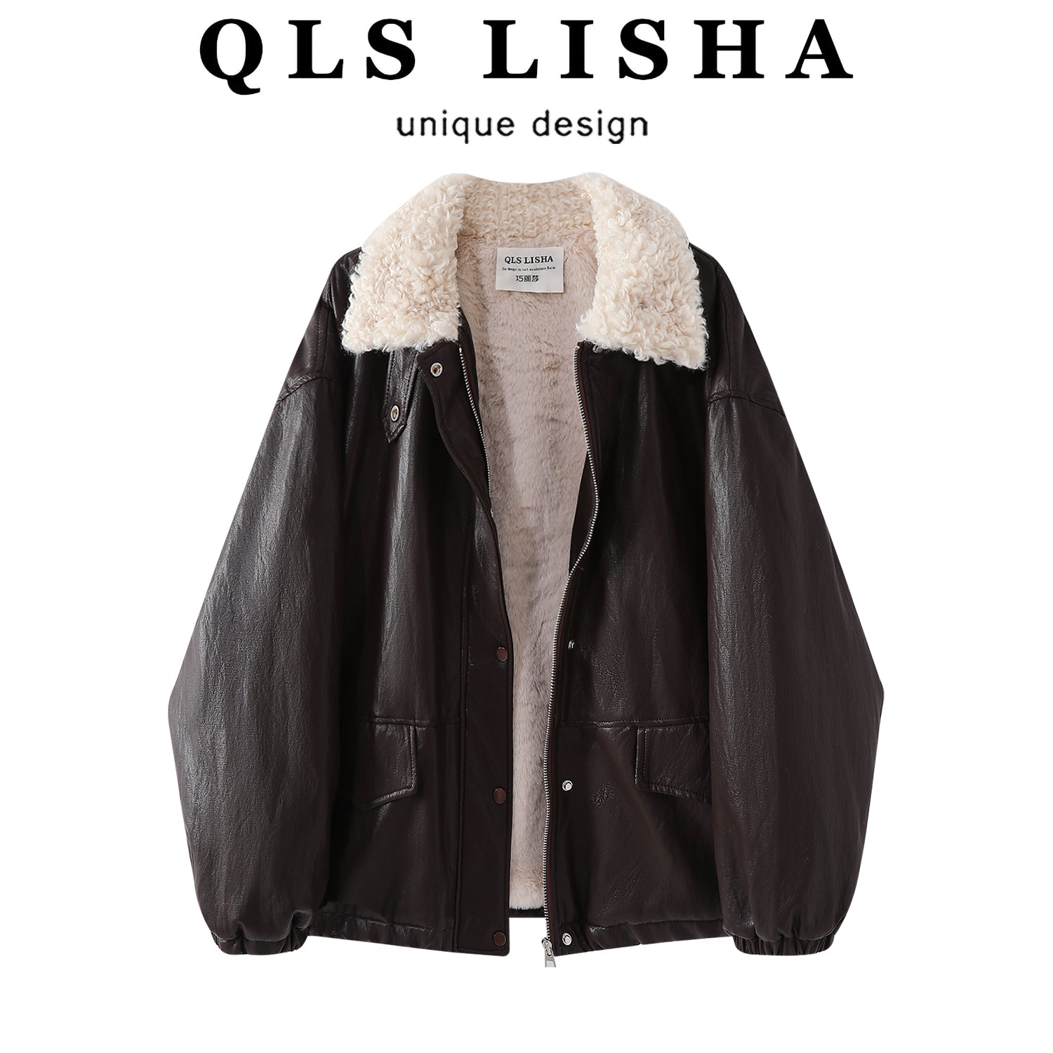 Cholisa Koreya üslubunda şık dəri gödəkçə, qadınlar üçün unikal və gözəl qış tüklü palto, 2025 yeni model, qalınlaşdırılmış.